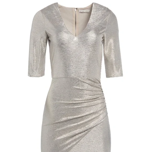 NWT $295 Alice + Olivia Judy Silver Metallic Mini Dress in size 8! - Picture 6 of 6